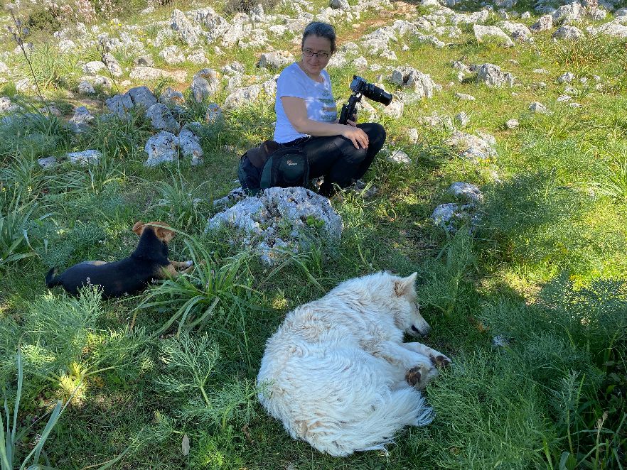 Fotografo orchideee in compagnia di due bellissimi cani